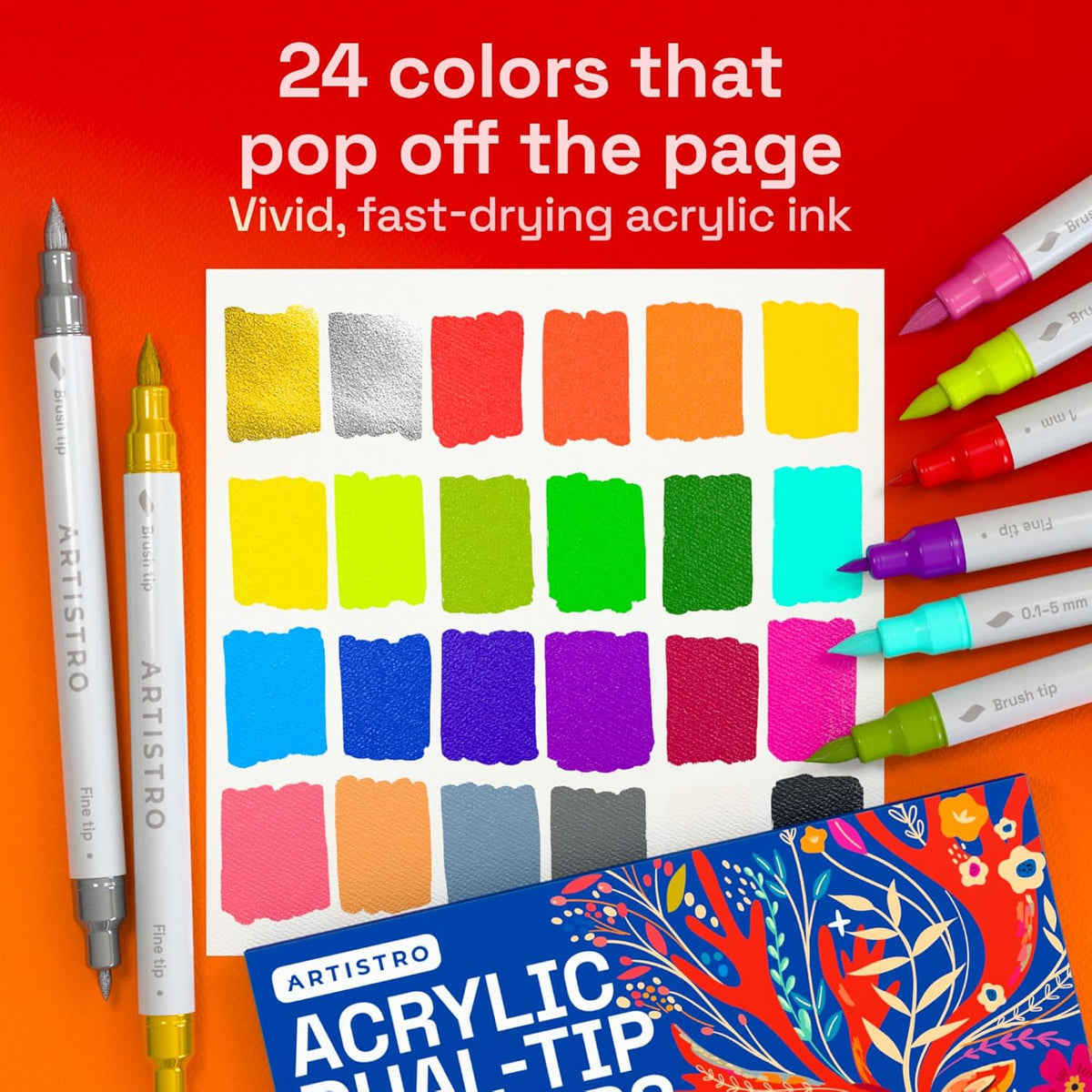 24 Acrylic Paint Markers for Drawing and Crafts - photo 2