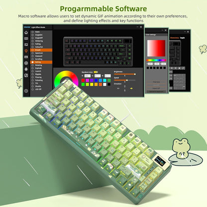 75% Keyboard with Color Multimedia Display Mechanical Gaming Keyboard Cute Green Frog Wired Hot - photo 3
