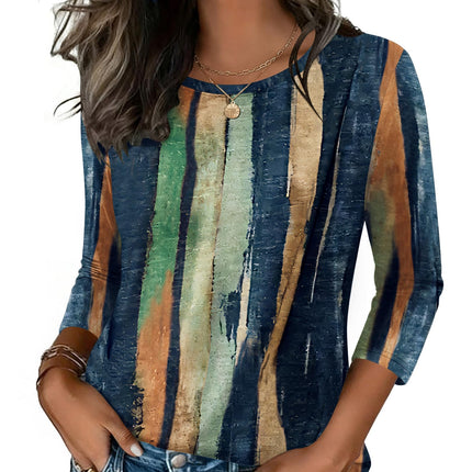 Women's Casual 3/4 Sleeve T-Shirts Round Neck Tunic Tops Work Blouse