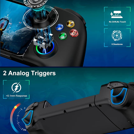 Mocagen Mobile Gaming Controller, MC2 Phone Controller for iPhone/Android/Switch/Oled/Switch 2 with Programmable/Hall Effect Joysticks & Analog Triggers/RGB Light