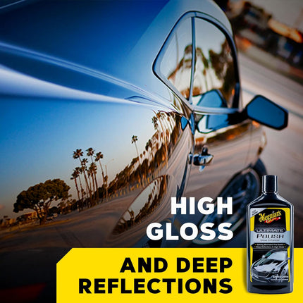 Meguiar's Ultimate Polish – High-Gloss Polish for a Show Car Shine – Permanently Removes Light Swirls to Produce a Deep, Wet Reflection with a High Gloss Shine - Easy to Use, 16 Oz