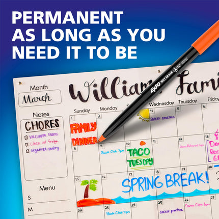Wet Erase Markers, Semi-Permanent, Black, Ultra Fine Tip, 12 Count - For Writing on Glass, Whiteboards, Mirrors, Calendar, Labeling, Organizing