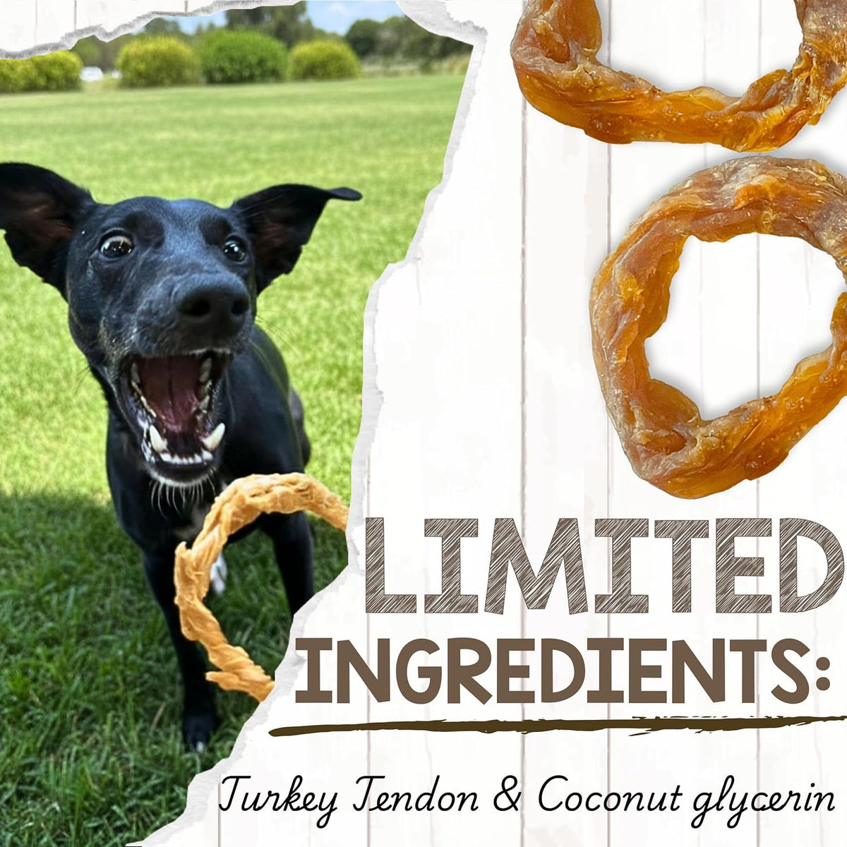 USA Turkey Tendon Rings for Dogs (8oz) - Delicious Grain Free Reward Snack for Small, Medium & Large - photo 3