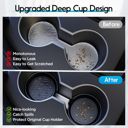 Universal Waterproof Non-Slip Car Cup Coasters, 2 Pack Black - photo 3