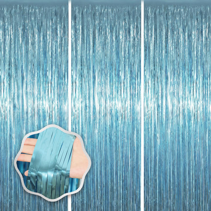 Gold Foil Fringe Backdrop Curtains, 3.3x8.2ft, 3 Pack