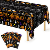 4 Pack Halloween Tablecloth 54 x 108 Inch Pumpkin Spider Web Table Cover