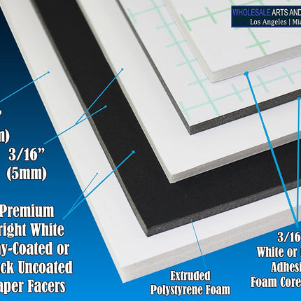 Black Foam Board 24x36 10PK. 3/16 Thick Black Foam Core Board Large 24x36 Black Poster Board. Foamcore – Quality Alternative for Black Cardboard, Polystyrene Rigid Foamboard Large Foamcore Backing