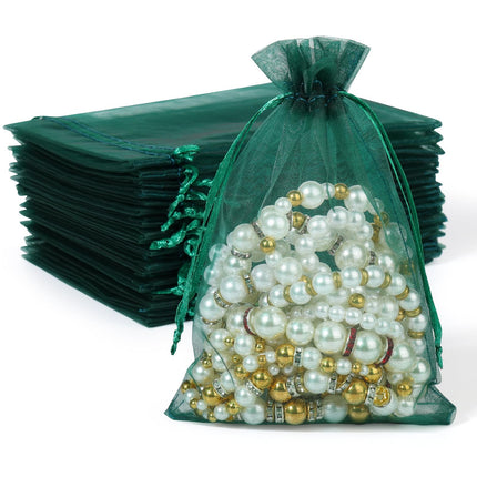 100PCS Sheer Organza Bags, White Wedding Favor Bags with Drawstring, 4x4.72 Jewelry Gift Bags for Party, Jewelry, Christmas, Mother's Day, Festival, Bathroom Soaps, Makeup Organza Favor Bags