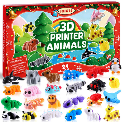 2026 Christmas Advent Calendar with Mini 3D Printed Animals Toys