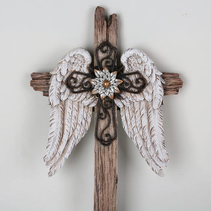 Home Decor Rustic Angel Wings Crosses Wall Décor 12" H Wall Cross
