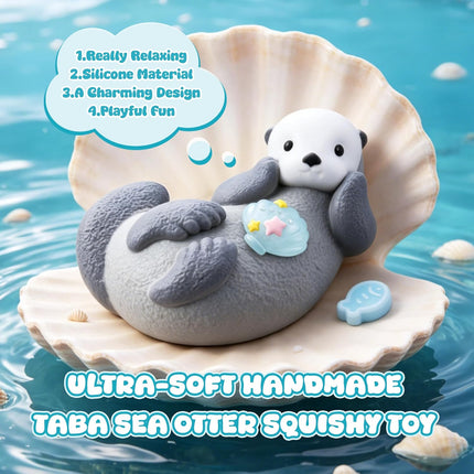 Handmade Taba Sea Otter Squishy -Premium Non-Toxic Silicone Stress Relief Ultra-Soft Squishy Fidget Toys for Anxiety, Cute & Collectible Gift for Kids and Adults