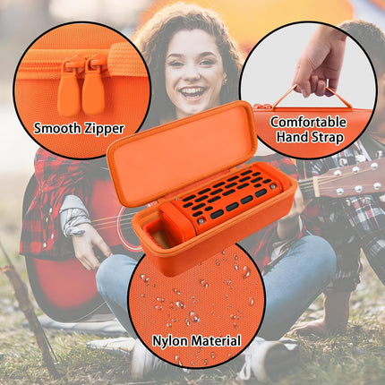 Hard Shell Protective Storage Case for Turtlebox Ranger: Loud! Outdoor Portable Bluetooth 5.4 Speaker, Shockproof Portable Travel Carrying Box with Handle, Orange