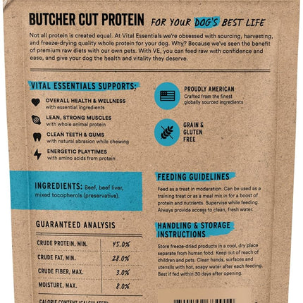 Vital Essentials Freeze Dried Dog Treats | Beef Bites, Single Protein | Premium Quality | Grain Free Training Treats for Dogs, 2.5 oz Bag