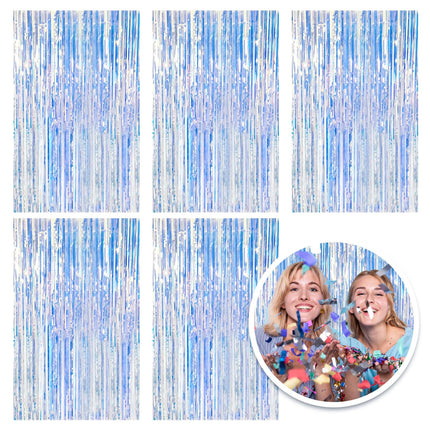 2 Pack Silver Foil Curtain Party Streamers Metallic Tinsel Foil Fringe Photo Booth Backdrop for Birthday Wedding Engagement Baby Shower Bachelorette Christmas Holiday Celebration Party Decorations