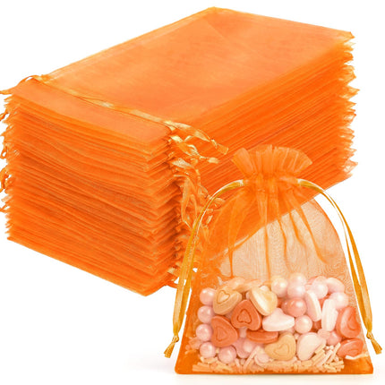 100Pcs White Organza Bags 3x4in,Small Mesh Drawstring Gift Bag