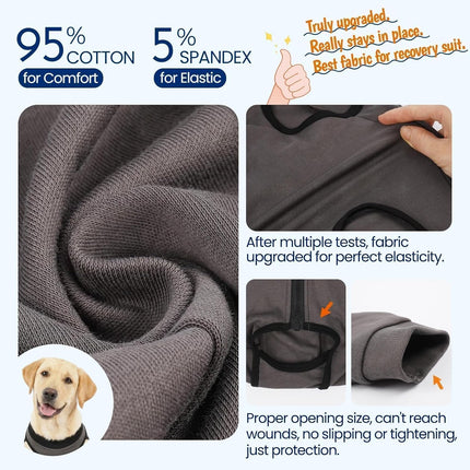Back Zipper Dog Surgery Recovery Suit with Rear Leg Sleeve to Stop Licking, Easy On Off Dog Surgery Suit Female Spay, Cone Alternative Spay Recovery Suit, Protective Dog Leg Sleeve, Gray XL