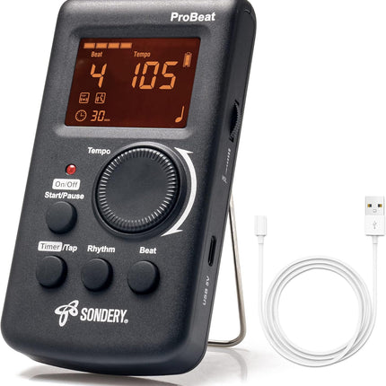 Sondery Digital Metronome Rechargeable English Vocal Counting with Timer Function for Piano Guitar Drum and All Instruments