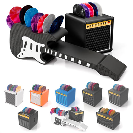 Guitar Pick Holder Box With Drawer, Amp Display, Black, 9 Slots