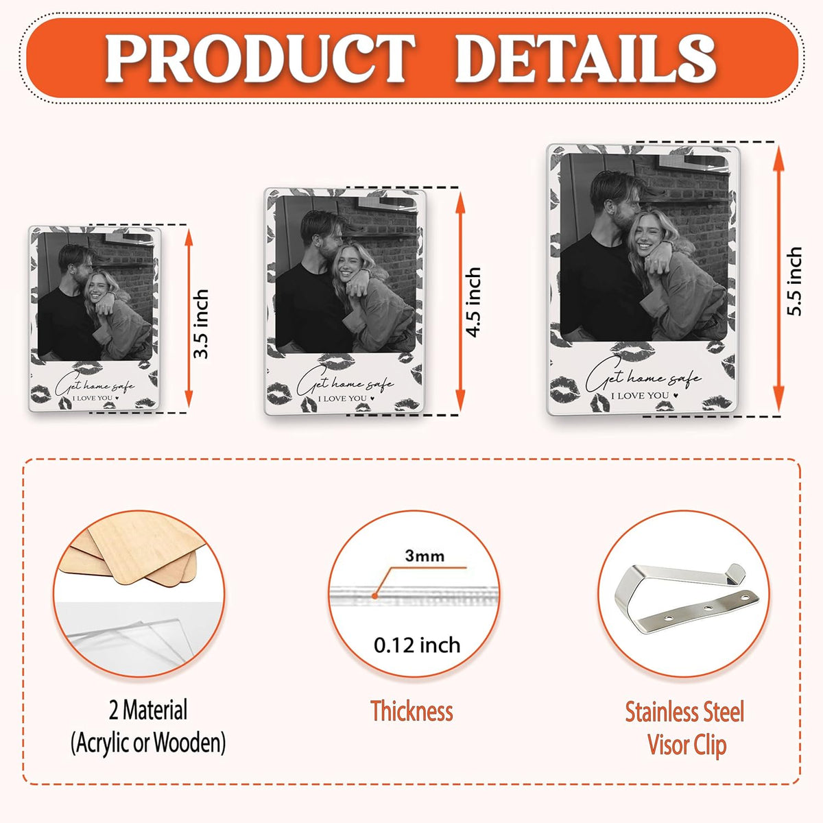 Personalized Car Visor Clip with Custom Photo and Message - photo 4