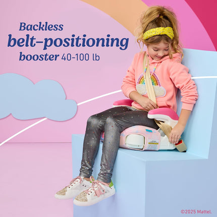 2.0 Backless Booster Car Seat, Barbie Painterly, Travel Booster Seat for Children Ages 4-10, Weight 40-100 Pounds and Height up to 57 Inches