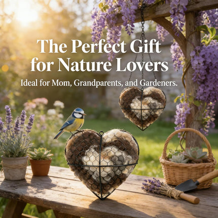 Handmade Alpaca Fiber Bird Nesting Heart, Hummingbird Nest Fur Material Holder, Natural Alpaca Wool Balls Dispenser for Birds Nesting (Dark Brown)