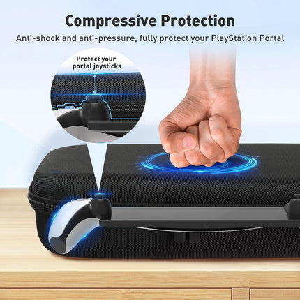 Foluck 3 in 1 Carrying Case for PlayStation Portal Remote Player, EVA Hard Case for PS5 Portal with Soft Silicone Protective Cover Skin Case, 2 Screen Protector, PS5 Portal Console Accessoris Bundle