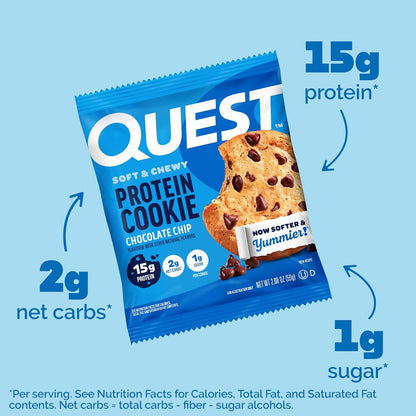 Chocolate Chip Protein Cookie, 15g Protein, 1g Sugar, 2g Net Carbs, Keto Friendly, High Protein, Low - photo 3