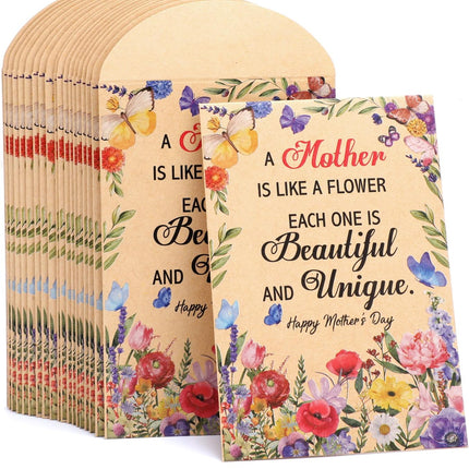 HOWAF 20pcs Mothers Day Seed Packet Favors, Mother’s Day Wildflower Envelopes, A Mother is Like a Flower Kraft Envelope Rustic Small Flower Seeds Storage Packets for Garden Favors, NO SEED