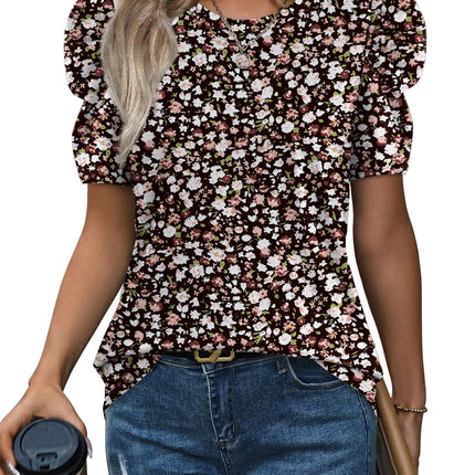 Summer Tops for Women Puff Sleeve Crewneck T Shirts Casual Blouses Spring Outfits Fashion Clothes