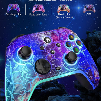 Wireless Switch Pro Controller for Nintendo Switch/OLED/Lite/Switch 2, 1200mAh Rechargeable Switch Controllers with 10 Colors LED & Cool Galaxy Nebula Design, Wake Up, Turbo, Vibration, Motion Control