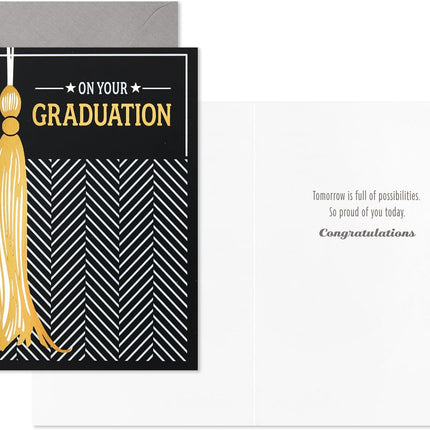 Hallmark Graduation Cards Assortment, Black and Gold, Congratulations Grad (12 Cards and Envelopes, 4 Designs)