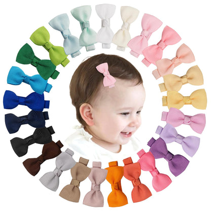 Baby Girls Hair Clips 25PCS Fully Lined Tiny 2" Hair Bows Alligator Clips for Infants Toddlers