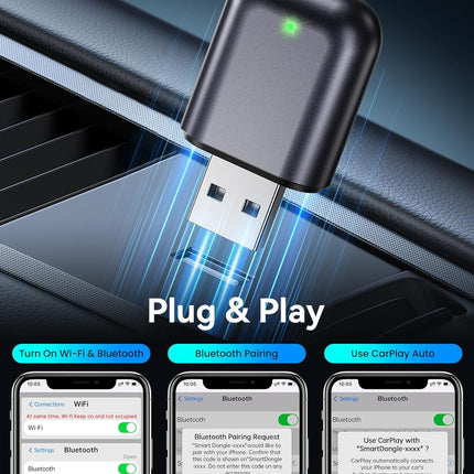 Burnt Sugar Wireless Carplay Adapter for iPhone Newly Upgraded, Ultra-Mini USB Design Wired to Wireless for Apple Car Play, Stable Low-Lag GPS Plug & Play for iOS 10+ & Cars from 2016+ (Starry Sky)