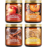 Fall Candles Set - 4 Pack Candles for Home Scented, 28 oz Natural Soy Wax 200 Hour Long Lasting, Autumn Gifts Set for Women Men Fall Fragrance of Pumpkin/Apple Cinnamon/Clove/Wheat Vanilla