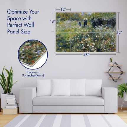 PINWELIFE® Wall Art Acoustic Panels, Sound Proof Absorbing Panels for Home/Office, Decorative Absorbing Dampening, Noise and Echo Cancelling (Renoir, Meadow in Bloom, 48"x32")