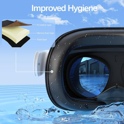 Face Cushion Pad for Meta Quest 2 VR Facial Interface Replacement PU Leather Foam for Oculus Quest 2 Vr Cover