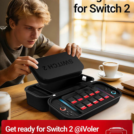 ivoler Carrying Case for Nintendo Switch 2/Switch/OLED Model, Large Capacity Portable Travel Case Fits Switch 2 Dock or Pro Controller, 10 Game Card Slots, Protective Storage Bag - Black