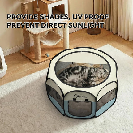 Siedihit Dog Cat Playpen, Puppy Pet Playpen Indoor for Small Dog Crate Tent Cage Outdoor, Portable Pop Up Dogs Enclosure Kennel with Carrying Case for Dogs/Cats/Rabbits(Grey, Small
