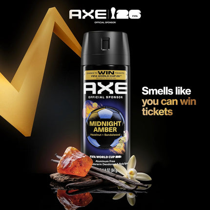 AXE Fine Fragrance Collection Body Spray Midnight Amber 72 Hour Freshness Aluminum Free 2.9 oz