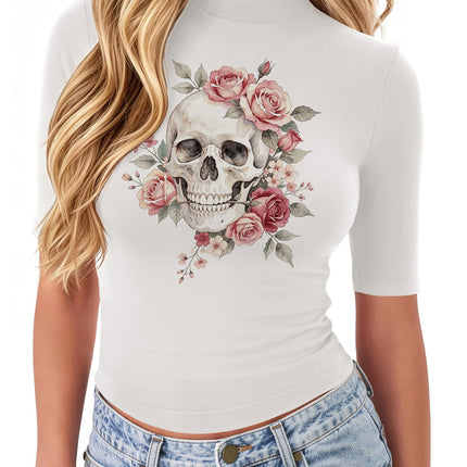 Womens Tops Mock Neck Short Sleeve Slim Basic Summer Fall Basic Tee
