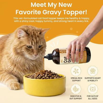 Everyday Cat Gravy - Wet Cat Food Topper for Dry Food and Wet Food with Chicken Bone Broth, Glucosamine, MSM, Omega 3 and Probiotics - Skin, Coat, Heart, Hip & Joint Support, 8oz RoastedChicken