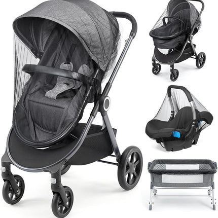 Orzbow 3 Pack Mosquito Net for Stroller | Universal Baby Mosquito Net for Strollers, Car Seats, Bassinets, Cradles, Playards, Pack N Plays and Mini Cribs, Baby Summer Travel Essentials, Black