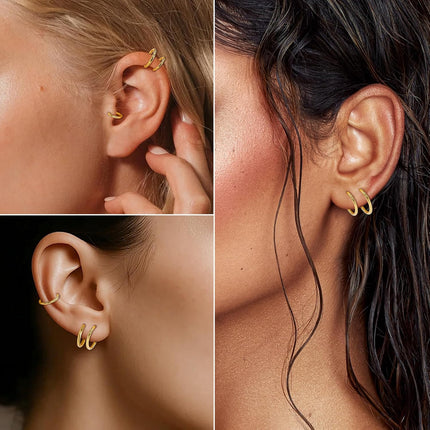 Limerencia Small Hoop Earrings for Women, Hypoallergenic Titanium Huggie Hoop Earrings Set G23 Piercings Cartilage Earrings Set for Women Sensitive Ears