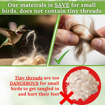 Bird Nesting Material – Hummingbird Nesting Material - Natural Nest Bedding Refill for Hummingbirds Parakeets Finches Canaries Wrens Wild Birds – Ideal Supplies for Cages Gardens Nesting Boxes 3.6 oz