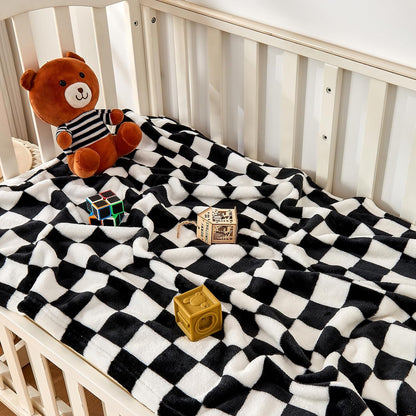 Checkered Baby Blanket Fleece Baby Blankets for Boys Girls, Ultra Soft Cozy Fluffy Infant Toddler - photo 2