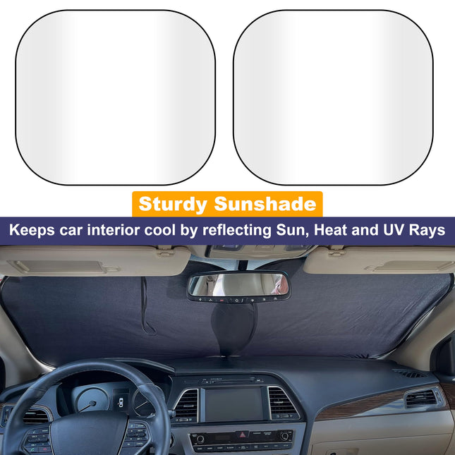2 Piece Foldable Car Windshield Sun Shade, UV & Heat Protection - photo 2