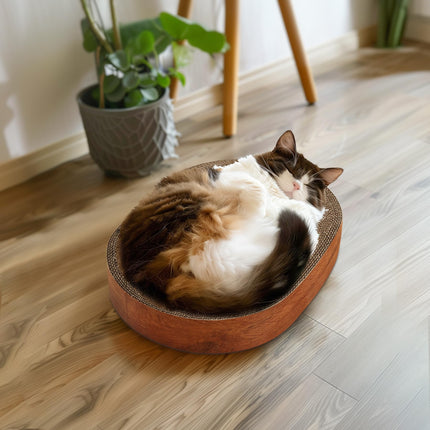 Cat Scratcher Bed, Oval Cardboard Scratching Board for Indoor Cats