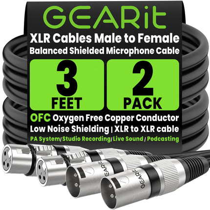 22AWG OFC XLR Cables 10 FT 6-Pack Male to Female for Live Bands