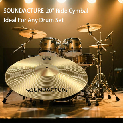 20" Ride Cymbal for Drum Set – Traditional Ride Cymbals with Clear Bell and Ping. Durable Drum Kit Cymbals for Beginners and Practice
