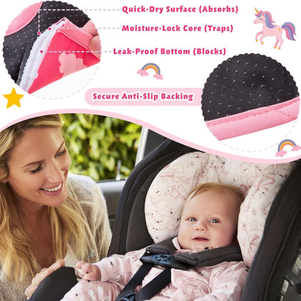 2 Pack Potty Training Car Seat Protector Waterproof Soft Piddle Pad for Baby Stroller Pink Unicorn Heart Shape Leak Proof Non Slip Car Seat Liner for Baby Infant Toddler Girl Toilet Training